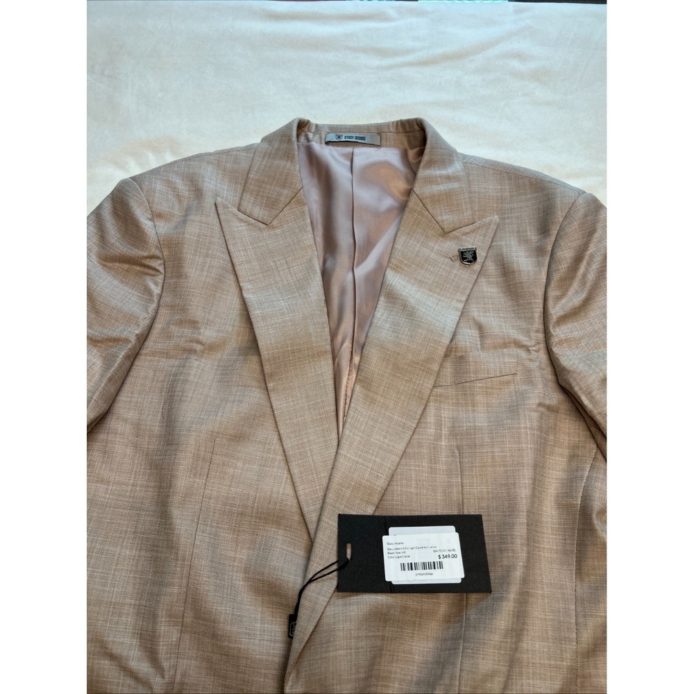 NWT Stacy Adams 2 Piece Suit Jacket & Vest Mens 40L Camel Glen Plaid Formal